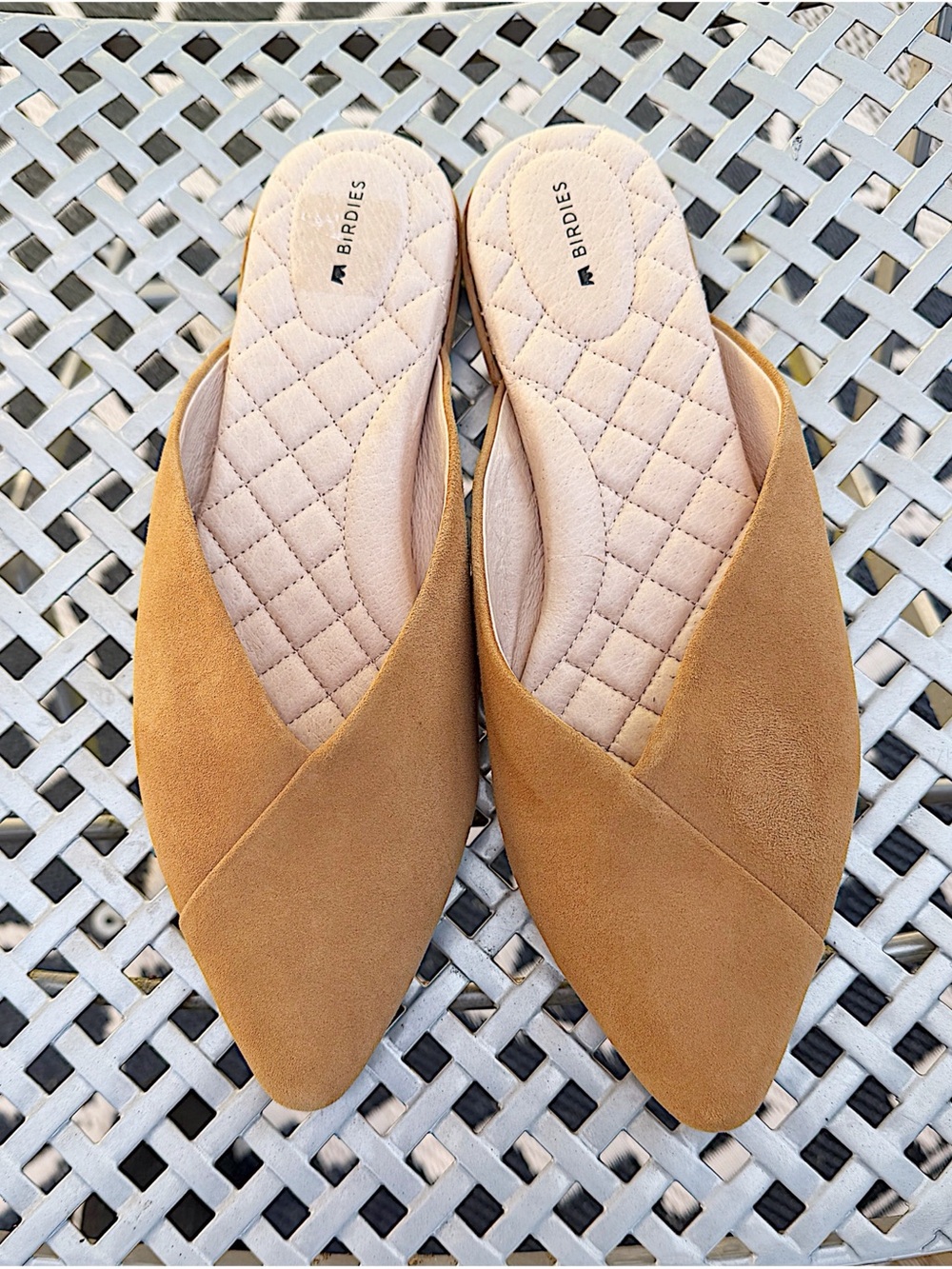 Birdies The Swan Suede Mules Size 10